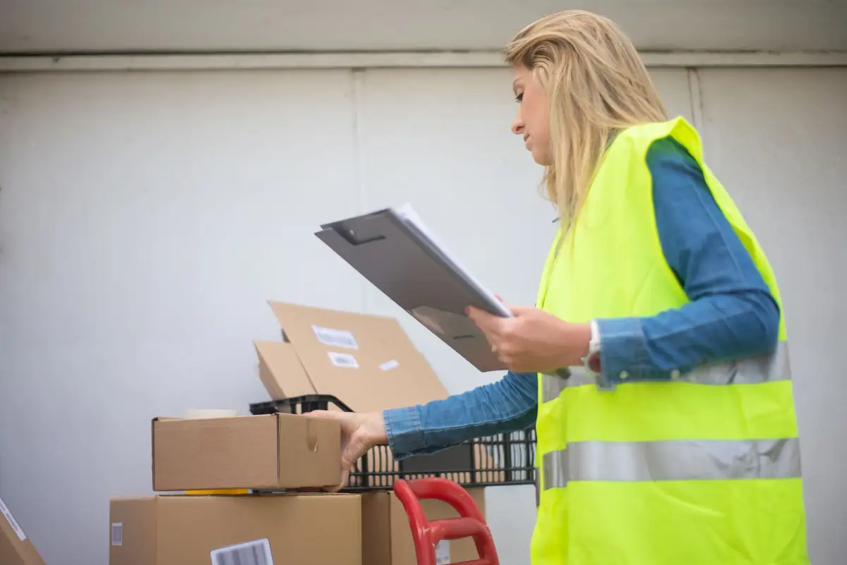 Contrôle d’un carton, liste de vérification en main